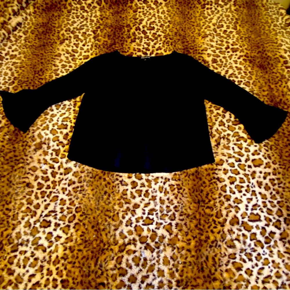 J Crew Black flare sleeve top size Women’s Large